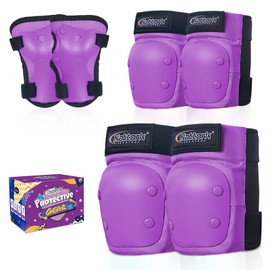 Nattork Knee Pads, Elbow Pads & Wrist Guards for Adult, 6 in 1 Protective Gear Set for Skateboard, Roller Skate, Inline Skates, Cycling and Scooter- Multi Sport Pads Set for Boys, Girls-Purple(Small)