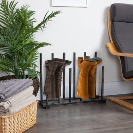 Mind Reader Boot Rack, Shoe Rack, Shoe Organizer, Freestanding, Boot Storage, Entryway, Wood, 25" L x 9" W x 19" H, Brown