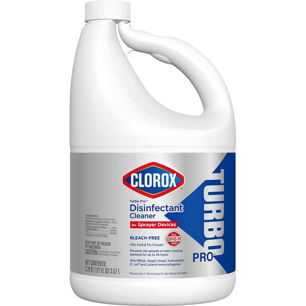 CloroxPro Turbo Pro Disinfectant Cleaner for Sprayer Devices, Healthcare Cleaning and Industrial Cleaning, Bleach Free Clorox Disinfecting Cleaning, Kills Cold and Flu Viruses, 121 Fl. Oz. - 60091