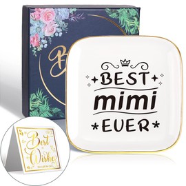 Littlefa To My MIMI Saying Ceramic Ring Dish Decorative Jewelry Tray for Grandma, Unique Grandma Birthday Christmas Meaningful Gifts for Grandma from Grandchild - Best MIMI Ever