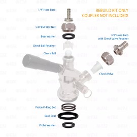 Star Beverage Supply Co. Sankey D Keg Coupler Rebuild Kit - Hose Barbs Seals Washers Check Valve Ball