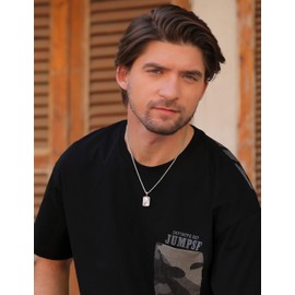 Airrty Initial Letter Pendant Necklace for Men Women Sterling Silver Plated Rope Chain Necklace 20 Inches Initial Necklaces for Men (S)