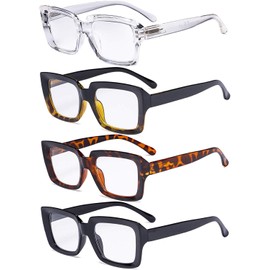 Eyekepper 4 Pack Ladies Reading Glasses - Oversized Square Design Reader Eyeglasses for Women