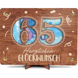 65 Geburtstag - XL Geldgeschenk aus Holz inkl. Ständer | Geschenk 65. Geburtstag - 65 Geburtstag Frauen, 65 Geburtstag Männer, 65 Geburtstag, 65. Geburtstag Frauen, 65 Geburtstag Deko