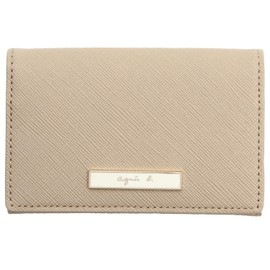 agnes b. VOYAGE FEMME Pass Case Card Case Business Card Holder QAW05-05 (Beige), beige