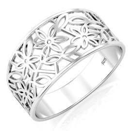 Metal Factory Sz 10 Sterling Silver 925 Victorian Leaf Filigree Ring