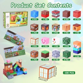 Magnetic Kids Toy, Magnetic Blocks, 100 Pieces, Magnetic Blocks, Construction Toy, Easter and Birthday Gift, Educational Toys for Boys and Girls 3-10 Years Old