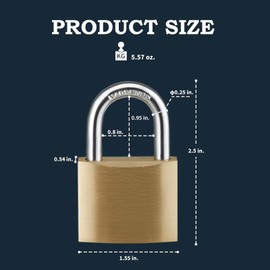 Guliffen Solid Brass Padlock with Key with 1-9/16 in. (40 mm) Wide Lock Body,Keyed Padlock for Sheds, Storage Unit School Gym Locker, Fence, Toolbox, Hasp Storage
