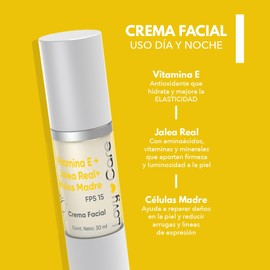 LOVY CARE Crema Facial con Vitamina E, Jalea Real y Células Madre, 30 ml, pH 5.5 Hidratación, Regeneración y Antiedad