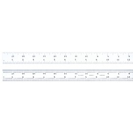 Starrett C604R-18 Spring Tempered Steel Rule With Inch Graduations, 4R Style Graduations, 18" Length, 1-1/8" Width, 3/64" Thickness