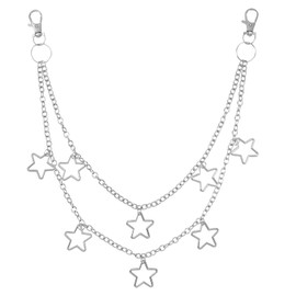 ElevateTech Punk Pants Chain Silver Trousers Chain Star Hip Hop Goth Accessories Wallet Chains for Men Cute Decorative Dresses Casual Pants Women Girl Gift Waist Body