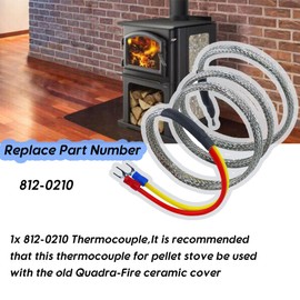 Thermocouple Compatible with Quadra Fire, Replacement 812-0210 Thermocouple 34'' Fits for Quadra-Fire 800 1000 1100i 1200 Freestanding 1200i Insert Stove
