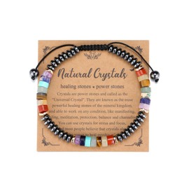 Jovivi Mens Crystal Healing Bracelet for Women Men,Natural Chakra Hematite Stone Gemstone Beaded Bracelet Jewellery Gifts for Men Women Dad Mum Birthday Christmas
