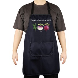 CENWA Funny Vegan Aprons Vegetarian Apron Vegan Food Thyme to Turnip the Beet Cooking Kitchen Apron with Pockets (TURNIP THE BEET UK)