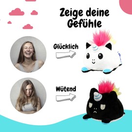 AllBlue Products Flip Plush Toy - Positive/Grim Mood Cuddly Toy as Gifts for Women, Children, Girlfriend, Lucky Charm (Unicorn)