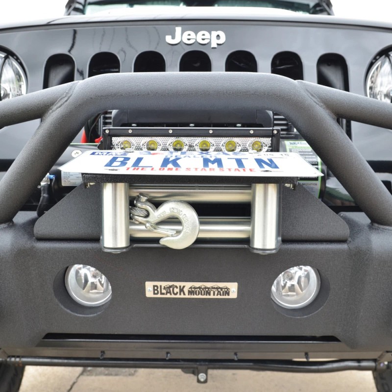 Black Mountain Flip-Up License Plate Holder Winch Roller Fairlead Hinge