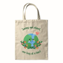 BWW Print - Saving Our Planet Earth, One Bag At A Time - Cute Eco Gift Tote Bag, Double Sided