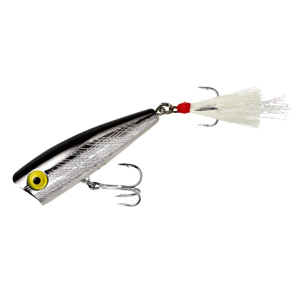 Rebel Lures Pop-R Topwater Popper Fishing Lure, Silver/Black, Pop-R (1/4 oz), One Size