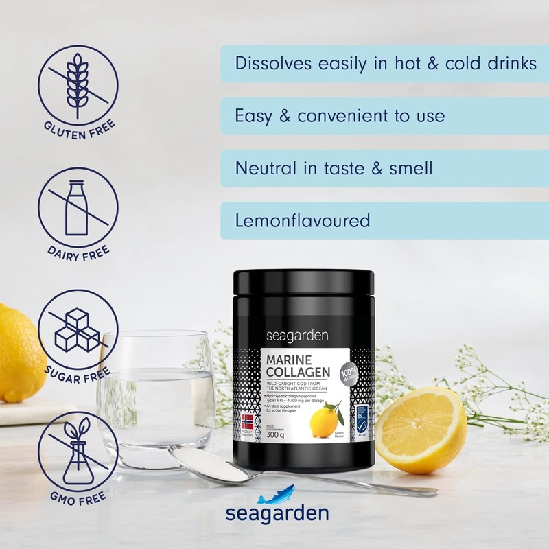Seagarden® Hydrolysed Marine Collagen Powder (300g/60 serv.), Type 1 &