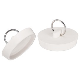 sourcing map Rubber Sink Plug, Drain Stopper White Fit 48-49.5mm with Hanging Ring for Bathtub Kitchen and Bathroom 2pcs