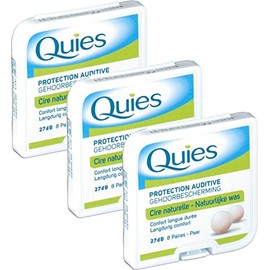 Quies Boules Natural Wax Earplugs 8 Pairs of Earplugs - Pack of 3