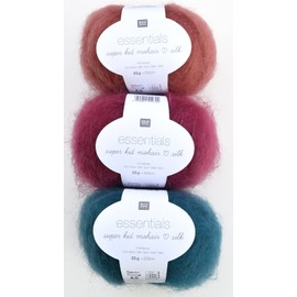 Rico Essentials Super Kid Mohair loves Silk, Colour 014 - Berry, Super Kid Mohair & Silk Lace Yarn for Knitting and Crocheting, Lace Wool Needle Size 4.5 mm