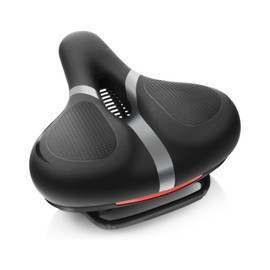 OIENNI Bicycle Saddle Super Thick No Butt Pain Low Reactivity Cushion Shock Absorption Ventilated Waterproof Back Reflection Tape for Road Bike/Cross Bike/Mountain Bike (Gray)