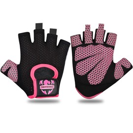FIGHTSENSE Weight Lifting Gloves with Full Palm Protection, Workout Gloves for Men Women, Breathable Exercise Gym Gloves for Weightlifting, Fitness, Cycling, Pull ups, Deadlifting (Pink, L)