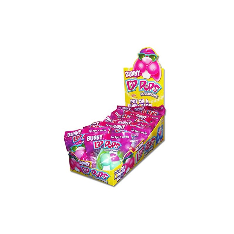 Flix Candy Bunny Lip Pop Lollipops Candy Basket Stuffers, 0.8