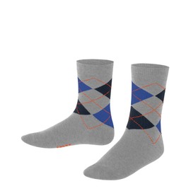 FALKE Unisex Children's Classic Argyle Socks Breathable Sustainable Cotton Reinforced Children's Socks Durable Skin-Friendly Non-Slip Checked Durable 1 Pair, Grey Light Grey Melange 3390