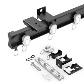 YLNANMI Flexible Bendable Aluminum Curtain Track Ceiling or Wall Mount (96inches /8FT)-Curtain Track for Curtains,Heavy-Duty Curtains Track,Black