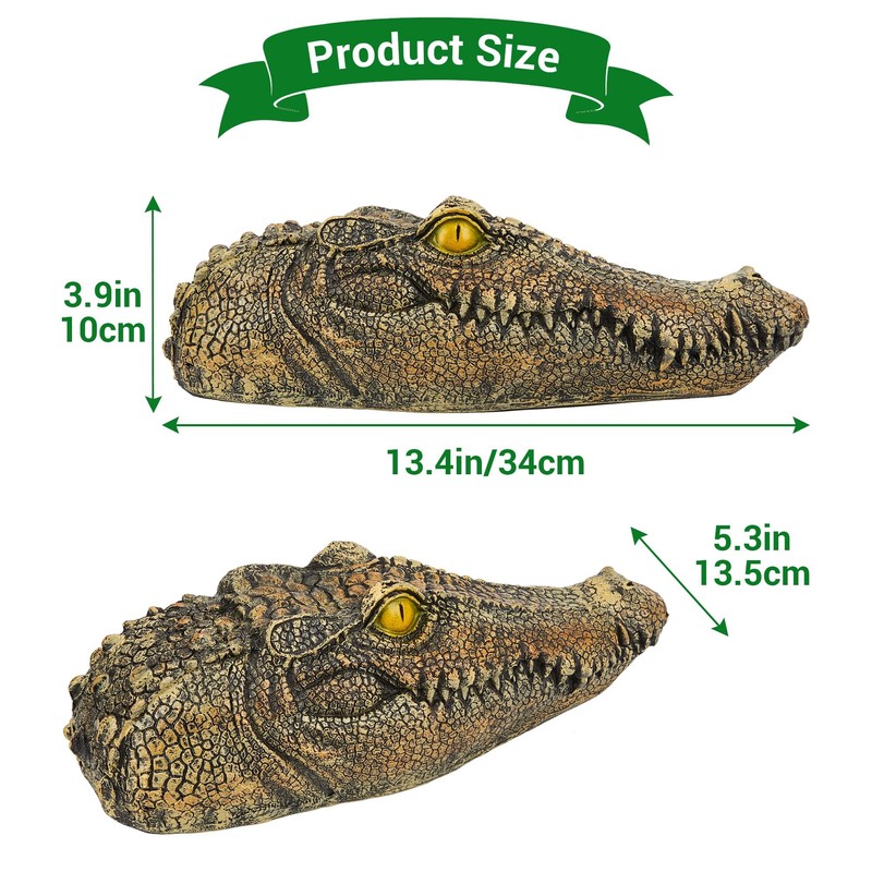 Floating Alligator Head Decoy for Pool Pond, Outdoor Fake Crocodile