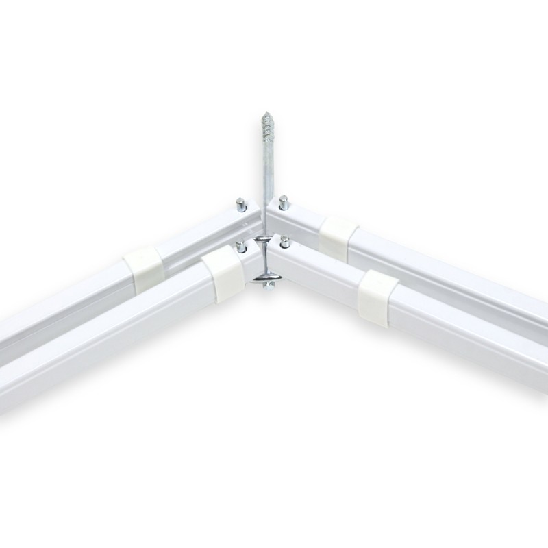 Rod Desyne Lockseam Corner Double Rod, 28-48 inch, White