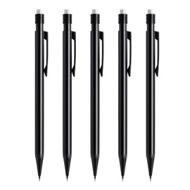 SOMCO - Pack of 5 Mechanical Pencils - 0.5mm Refillable Automatic Pencils with Eraser & Clip - Ideal for Drawing & Sketching - Pencil Set for Office, School & Home