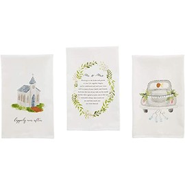 Wedding Flour Sack Kitchen Towels Gift Mr. and Mrs Gift Set of 3 by Mud Pie Bridal