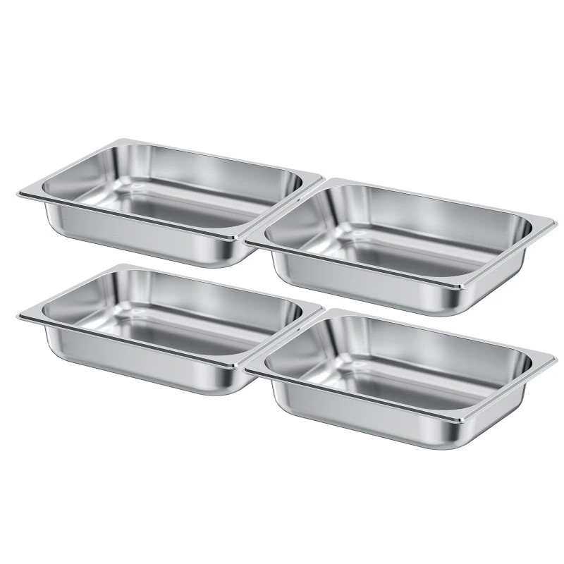 4 Pack 1/2 Size Stainless Steel Steam Table Pan 2.5