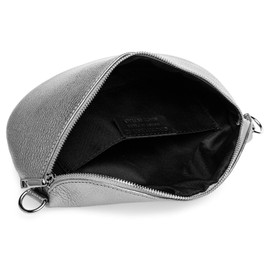 Caspar TL799 Women's Leather Cross Body Belt Bag with Adjustable Strap - Standard Size - Silver -