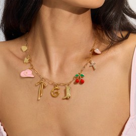 GINAZL Initial B Charm Necklace Womens Charm Holder Necklace Summer Essentials for Teen Girls Beach Jewelry for Women Shell Seashell Necklace Cowgirl Birthday Gifts for Sister (B)