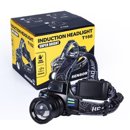 3000 High Lumens Rechargeable LED Headlamp for Adults - 12 Modes, Waterproof & Zoomable with Digital Display, Battery Powered - Ideal for Hardhat Use, Hunting, Camping, Hiking, Fishing & Running
