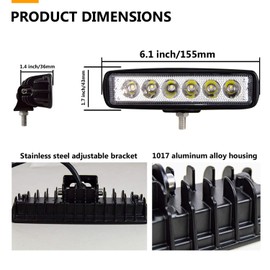 Willpower 10pcs 18W 6 Inch LED Work Light Spot Beam Single Row LED Light Bar 12V 24V Super Slim Offroad Driving Lights Fog Lamps for Truck Tractor Boat 4x4 Car SUV ATV
