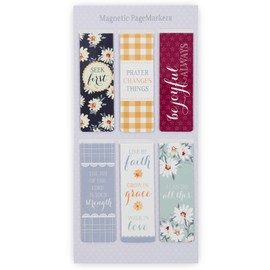 Christian Art Gifts Magnetic Scripture Bookmark Set for Women - Inspirational Beloved Scripture Favorites with Daisy Magnetic Bible Verse Pagemarker Set of 6 for Bibles and Books, Size 2.3” x 0.8”