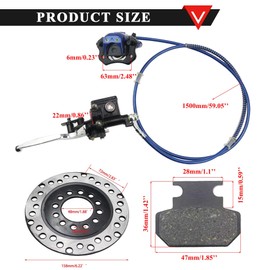 PRO BAT Left Hand Hydraulic Disc Brake Caliper with Master Cylinder Pads Brake Rotor System for 50cc 70cc 90cc 110cc 125cc 140cc 150cc 200cc 250cc Quad Dirt Bike ATV Buggy (Blue)