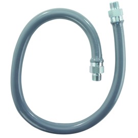 Dormont ReliaGuard Commercial Food Service Stainless Steel Gas Connector Kit, 3/4" ID x 48" L Gray PVC Hose with Snap Quick-Disconnect, Two 90° Elbow Fittings, Full Port Gas Valve, Restraining Cable
