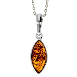 Genuine Cognac Baltic Amber & Sterling Silver Classic Pendant without Chain - AP07