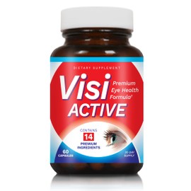 VisiActive Vision Support Supplement - Eye Health Formula with L-Tartrate, Resveratrol, Blueberry Extract, Vitamins A, C, D & 11 Ingredients for Vision Support - 60 Capsules/Bottle - 1 Pack