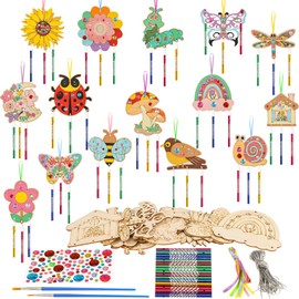 15-Piece Wind Chime Craft Set, Wind Chime Butterfly Wind Chimes Wooden Craft Sets Birthday Decoration for Boys Girls DIY Decoration