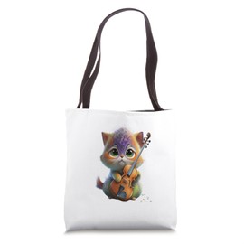 Cute Musician Cat Music Kitten Clef Vocals Jazz Song Cats Tote Bag