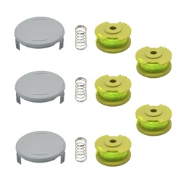 Powswopx AC80RL3 Replacement Trimmer String Replace for Ryobi One Plus 0.080 lnch Diameter String Trimmer Refll and AC14HCA Cover Cap, Fit for Ryobi 18v,24v,and 40v Cordless Trimmers(5 Spools+3 Caps)