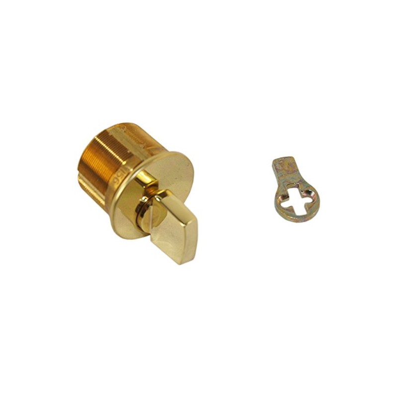 Ilco 7161TK2-03 Polished Brass 1" Mortise Turn Knob Cylinder