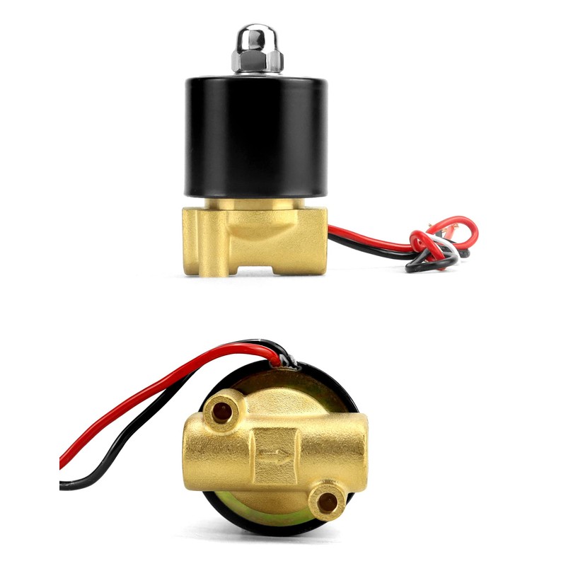 QWORK 1/4" NPT Brass Electric Solenoid Valve 12VDC Normally Closed